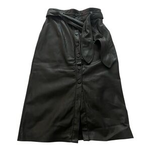 Faux leather button up midi skirt
